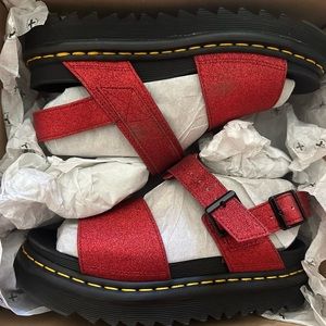 Doc Martens Red Glitter Women's Sandals